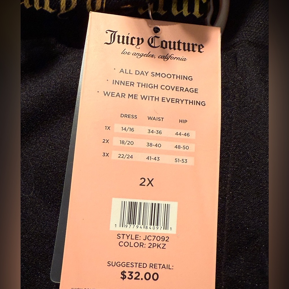 Juicy Couture Los Angeles NWT Black & Gray Seamless Shaping Slip Shorts (I008) - Picture 6 of 7